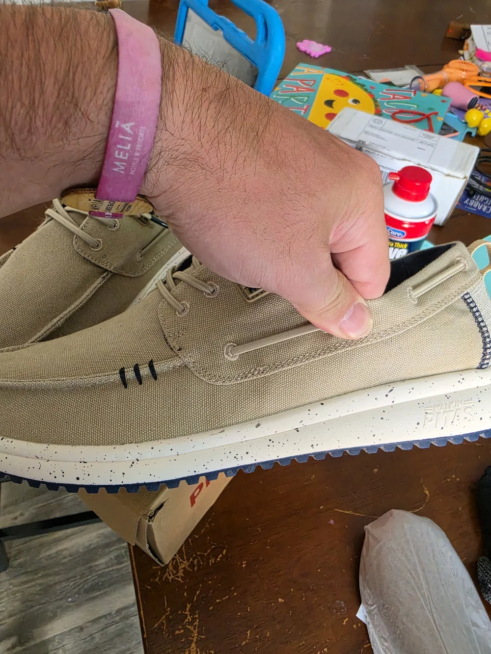 PITAS Byron Men's Boat Shoes Beige Canvas Lace Up Round Toe US 11 EU 44